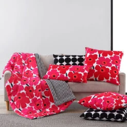 Marimekko Unikko Red / Ajo Black Reversible Throw