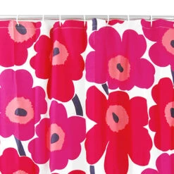 Marimekko Unikko Red Cotton Shower Curtain