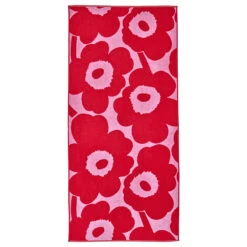 Marimekko Unikko Pink / Red Bath Towel -home decoration marimekko unikko red fuchsia bath towel 85