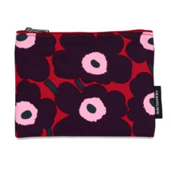 Marimekko Unikko Red / Plum / Pink Keijutar Zip Pouch