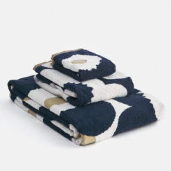 Marimekko Unikko White / Dark Blue / Gold Hand Towel -home decoration marimekko unikko white dark blue gold hand towel 39