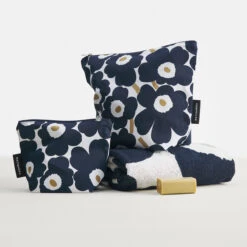 Marimekko Unikko White / Dark Blue / Gold Small Kait Cosmetic Bag