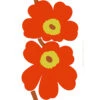 Marimekko Unikko White/Orange Sateen Fabric Repeat - 50th Anniversary Edition