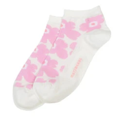 Marimekko Unikko White / Pink Ankle Socks