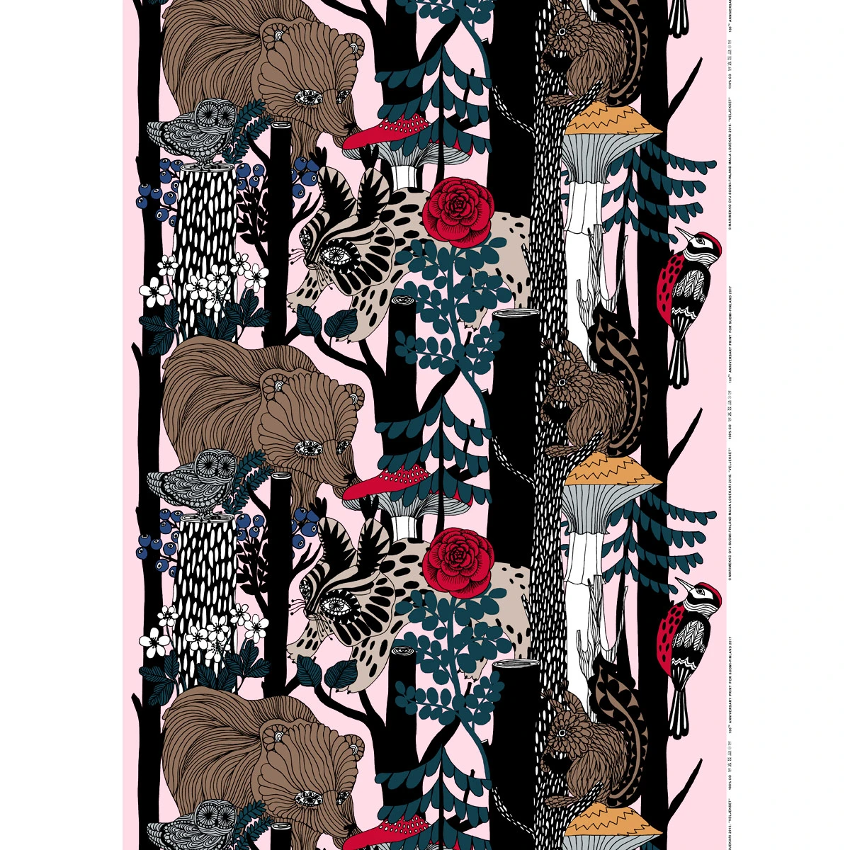 Marimekko Veljekset Finland 100 Pink Fabric Repeat 3 Marimekko Veljekset Finland 100 Pink Fabric Repeat