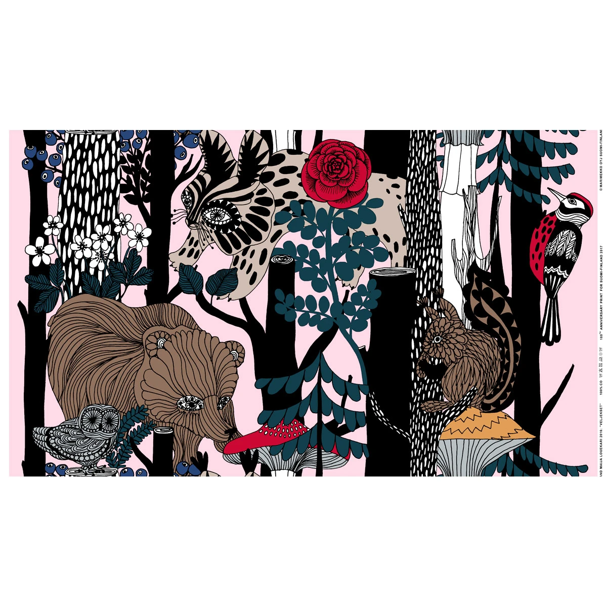 Marimekko Veljekset Finland 100 Pink Fabric Repeat 5 Marimekko Veljekset Finland 100 Pink Fabric Repeat - Image 3