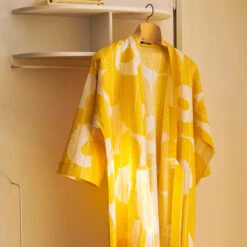 Marimekko Vesi Unikko Yellow / Beige Bathrobe - Anniversary Edition